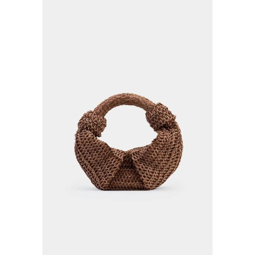 NEW SIMON MILLER women's raffia lopsy bag in chocolate - Picture 1 of 3